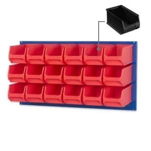 PROREGAL Trägersystem Blaue Systemplatte mit 18 x Leitfähigen Sichtlagerboxen 3