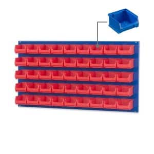 PROREGAL Trägersystem Blaue Systemplatte mit 45 x Blauen Sichtlagerboxen 1