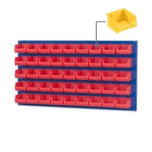 PROREGAL Trägersystem Blaue Systemplatte mit 45 x Gelben Sichtlagerboxen 1