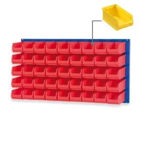 PROREGAL Trägersystem Blaue Systemplatte mit 45 x Gelben Sichtlagerboxen 2