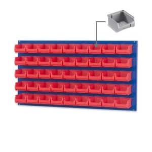 PROREGAL Trägersystem Blaue Systemplatte mit 45 x Grauen Sichtlagerboxen 1