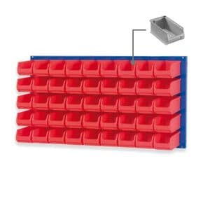 PROREGAL Trägersystem Blaue Systemplatte mit 45 x Grauen Sichtlagerboxen 2
