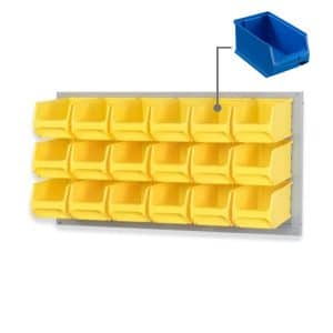 PROREGAL Trägersystem Graue Systemplatte mit 18 x Blauen Sichtlagerboxen 3