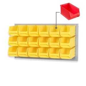 PROREGAL Trägersystem Graue Systemplatte mit 18 x Roten Sichtlagerboxen 3