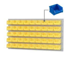 PROREGAL Trägersystem Graue Systemplatte mit 45 x Blauen Sichtlagerboxen 1