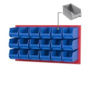 PROREGAL Trägersystem Rote Systemplatte mit 18 x Grauen Sichtlagerboxen 3