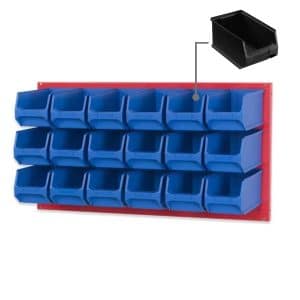PROREGAL Trägersystem Rote Systemplatte mit 18 x Leitfähigen Sichtlagerboxen 3