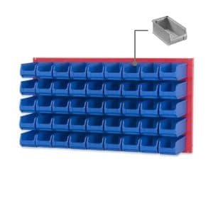 PROREGAL Trägersystem Rote Systemplatte mit 45 x Grauen Sichtlagerboxen 2