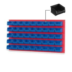PROREGAL Trägersystem Rote Systemplatte mit 45 x Leitfähigen Sichtlagerboxen 1
