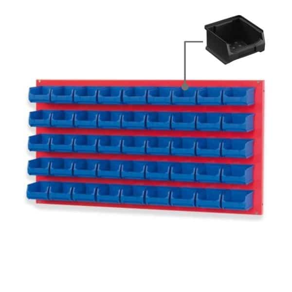 PROREGAL Trägersystem Rote Systemplatte mit 45 x Leitfähigen Sichtlagerboxen 1