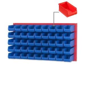 PROREGAL Trägersystem Rote Systemplatte mit 45 x Roten Sichtlagerboxen 2