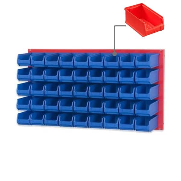 PROREGAL Trägersystem Rote Systemplatte mit 45 x Roten Sichtlagerboxen 2