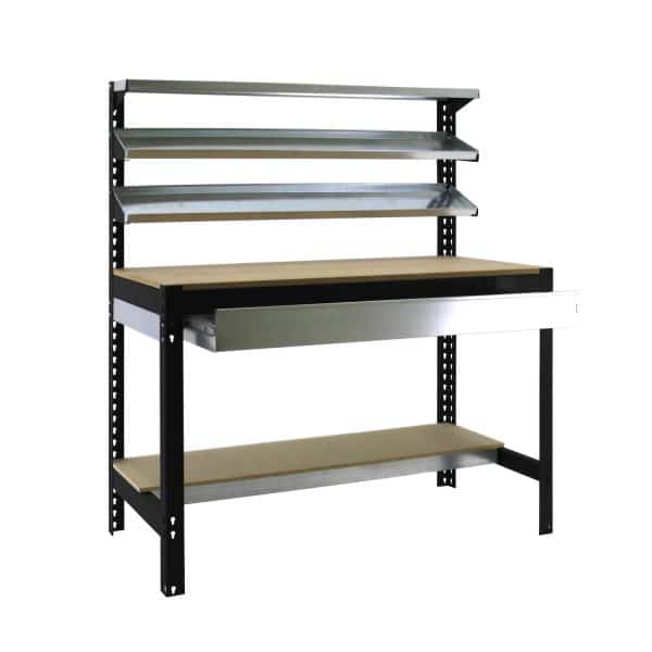 PROREGAL Werkbank Buffalo mit Frontablage und Schubfach HxBxT 84 x 120 x 61 cm Traglast 600 kg Anthrazit