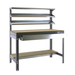PROREGAL Werkbank Buffalo mit Frontablage und Schubfach HxBxT 84 x 120 x 61 cm Traglast 600 kg Grau