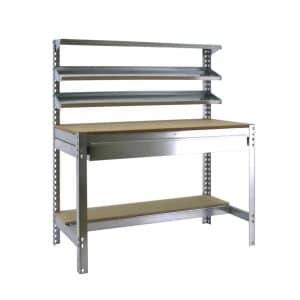 PROREGAL Werkbank Buffalo mit Frontablage und Schubfach HxBxT 84 x 120 x 61 cm Traglast 600 kg Verzinkt