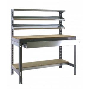 PROREGAL Werkbank Buffalo mit Frontablage und Schubfach HxBxT 84 x 150 x 76 cm Traglast 600 kg Grau
