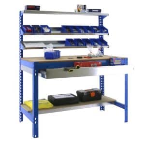 PROREGAL Werkbank Buffalo mit Frontablage und Schubfach HxBxT 84 x 90 x 61 cm Traglast 400 kg Blau