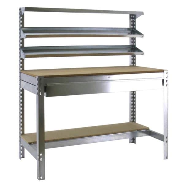 PROREGAL Werkbank Buffalo mit Frontablage und Schubfach HxBxT 84 x 90 x 61 cm Traglast 400 kg Verzinkt