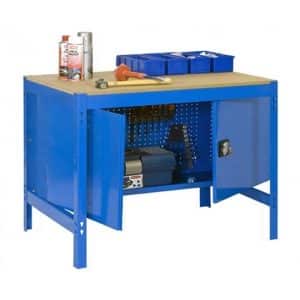 PROREGAL Werkbank Buffalo mit Schrank HxBxT 84 x 90 x 61 cm Traglast 400 kg Blau