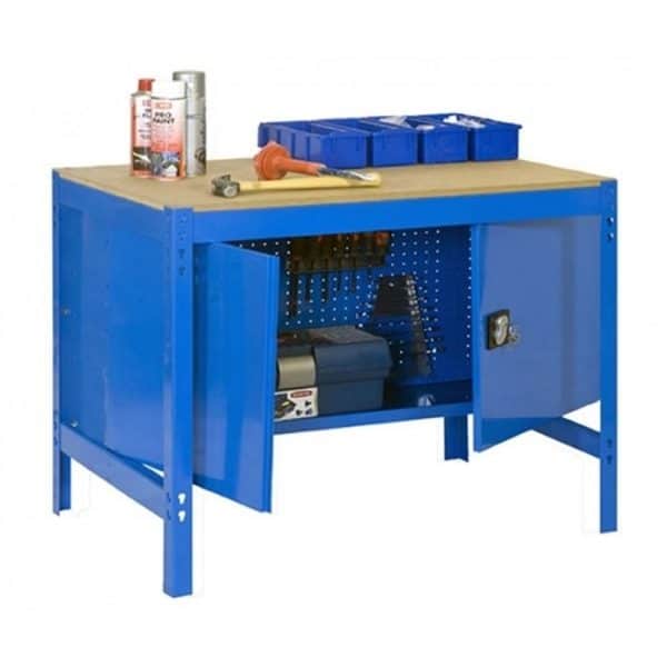 PROREGAL Werkbank Buffalo mit Schrank HxBxT 84 x 90 x 61 cm Traglast 400 kg Blau