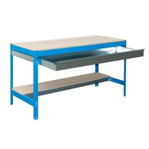 PROREGAL Werkbank Buffalo mit Schubfach HxBxT 84 x 120 x 76 cm Traglast 600 kg Blau