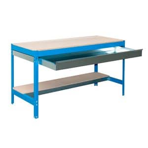 PROREGAL Werkbank Buffalo mit Schubfach HxBxT 84 x 150 x 76 cm Traglast 600 kg Blau