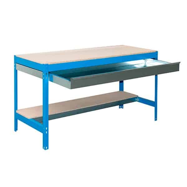 PROREGAL Werkbank Buffalo mit Schubfach HxBxT 84 x 150 x 76 cm Traglast 600 kg Blau