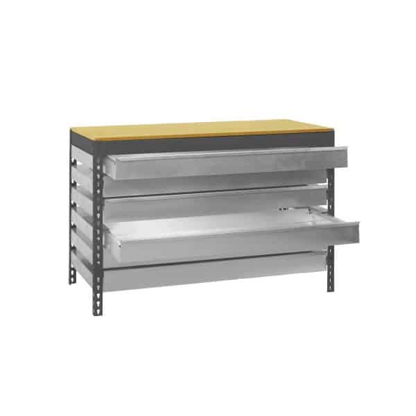 PROREGAL Werkbank Buffalo mit Schubfächern HxBxT 84 x 120 x 76 cm Traglast 600 kg Anthrazit