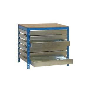 PROREGAL Werkbank Buffalo mit Schubfächern HxBxT 84 x 120 x 76 cm Traglast 600 kg Blau