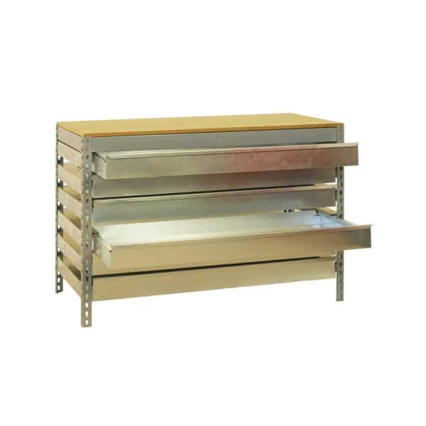 PROREGAL Werkbank Buffalo mit Schubfächern HxBxT 84 x 120 x 76 cm Traglast 600 kg Grau