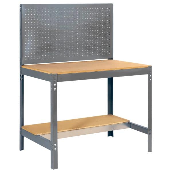 PROREGAL Werkbank Buffalo mit Werkzeugwand HxBxT 84 x 120 x 61 cm Traglast 600 kg Grau