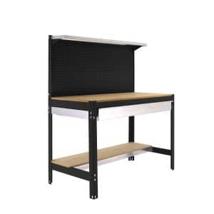 PROREGAL Werkbank Buffalo mit Werkzeugwand Schubfach und Ablage HxBxT 84 x 120 x 61 cm Traglast 600 kg Anthrazit