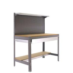 PROREGAL Werkbank Buffalo mit Werkzeugwand Schubfach und Ablage HxBxT 84 x 90 x 61 cm Traglast 400 kg Grau