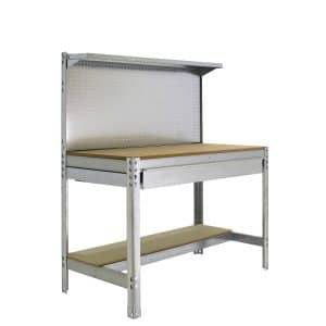 PROREGAL Werkbank Buffalo mit Werkzeugwand Schubfach und Ablage HxBxT 84 x 90 x 61 cm Traglast 400 kg Verzinkt