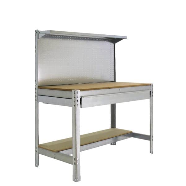 PROREGAL Werkbank Buffalo mit Werkzeugwand Schubfach und Ablage HxBxT 84 x 90 x 61 cm Traglast 400 kg Verzinkt