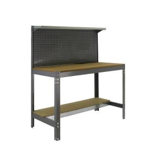 PROREGAL Werkbank Buffalo mit Werkzeugwand und Ablage HxBxT 84 x 120 x 61 cm Traglast 600 kg Grau