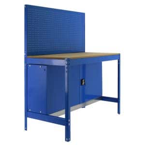 PROREGAL Werkbank Buffalo mit Werkzeugwand und Schrank HxBxT 84 x 90 x 61 cm Traglast 400 kg Blau