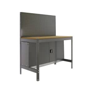 PROREGAL Werkbank Buffalo mit Werkzeugwand und Schrank HxBxT 84 x 90 x 61 cm Traglast 400 kg Verzinkt