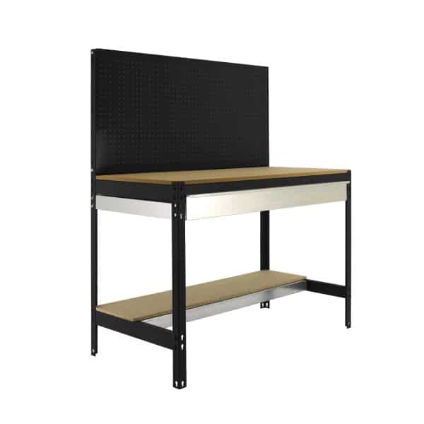 PROREGAL Werkbank Buffalo mit Werkzeugwand und Schubfach HxBxT 84 x 120 x 61 cm Traglast 600 kg Anthrazit