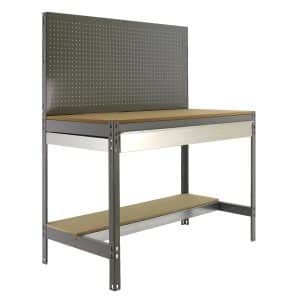 PROREGAL Werkbank Buffalo mit Werkzeugwand und Schubfach HxBxT 84 x 90 x 61 cm Traglast 400 kg Grau