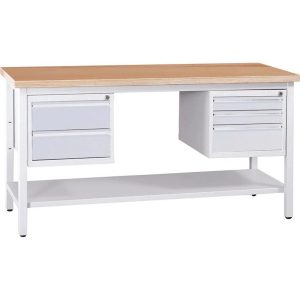 PROREGAL Werkbank Cricket Mit 5 Schubladen Und Ablageboden HxBxT 84 x 120 x 60 cm Traglast 150 kg Grau-Buche