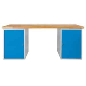 PROREGAL Werkbank Giant Rhino Plus mit 2 Stahlblechkästen HxBxT 84 x 200 x 70 cm Traglast 500 kg Lichtgrau Lichtblau