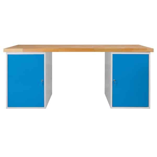 PROREGAL Werkbank Giant Rhino Plus mit 2 Stahlblechkästen HxBxT 84 x 200 x 70 cm Traglast 500 kg Lichtgrau Lichtblau