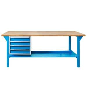 PROREGAL Werkbank Giant Rhino Plus mit 4 Schubladen HxBxT 84 x 200 x 70 cm Traglast 500 kg Lichtblau Lichtblau