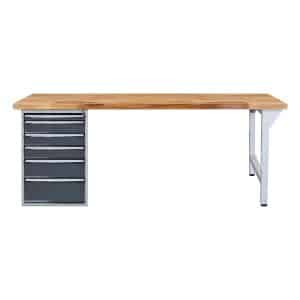 PROREGAL Werkbank Giant Rhino Plus mit 6 Schubladen HxBxT 84 x 200 x 70 cm Traglast 500 kg Lichtgrau Anthrazitgrau