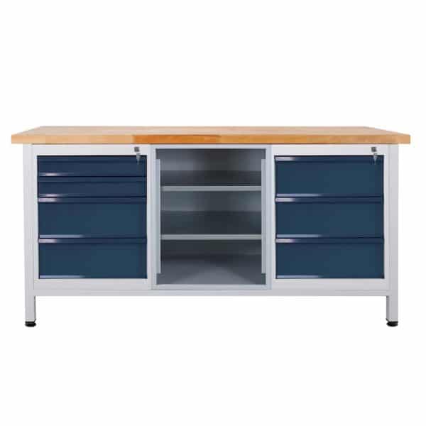 PROREGAL Werkbank Giant Rhino mit 7 Schubladen Regalfach HxBxT 84 x 170 x 60 cm Traglast 500 kg Lichtgrau Anthrazitgrau