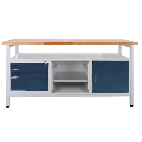 PROREGAL Werkbank Giant Rhino mit Ablagefach 3 Schubladen Regalfach 1 Tür HxBxT 84 x 170 x 60 cm Traglast 500 kg Lichtgrau Anthrazitgrau