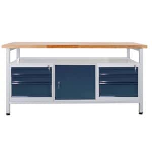 PROREGAL Werkbank Giant Rhino mit Ablagefach 6 Schubladen 1 Tür HxBxT 84 x 170 x 60 cm Traglast 500 kg Lichtgrau Anthrazitgrau