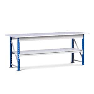 PROREGAL Werkbank Maximus HxBxT 83 x 120 x 80 cm Traglast 280 kg 2 Ebene Lichtblau-Lichtgrau