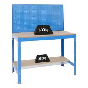 PROREGAL Werkbank Quick Buffalo mit Werkzeugwand mit Zubehör Alpha HxBxT 84 x 120 x 61 cm Traglast 600 kg Grau